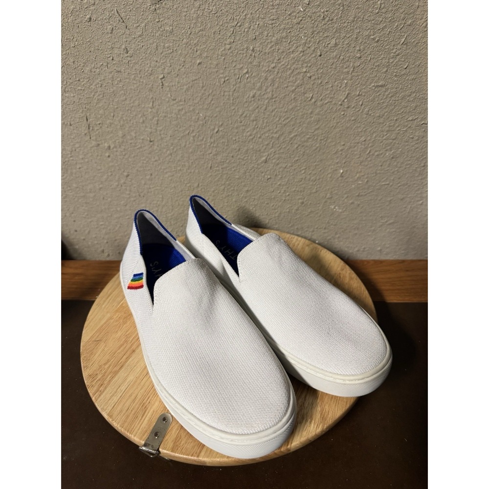 Rothy's Womens 7.5 The Slip On Sneaker Bright White Knit Fabric Low Top Sneakers